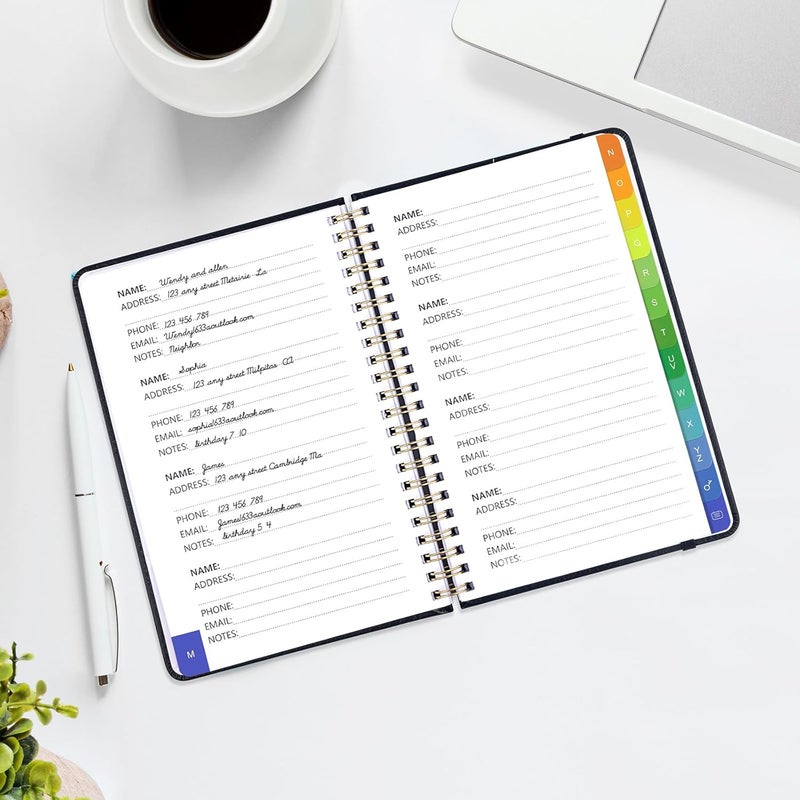 Blugool Address Book with Alphabetical Tabs-Address and Password Book for Seniors - Hardcover Spiral Bound Phone Book- Record Contacts, Website Login Passwords, Special Days -5.7" x 7.7", Black - Image 4